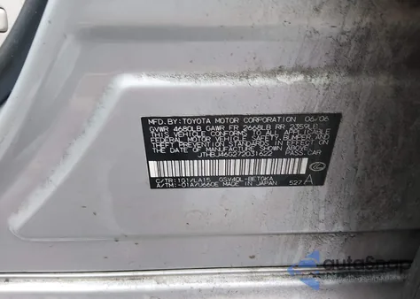 2007 Lexus Es 350 from USA, damaged, VIN JTHBJ46G272031622